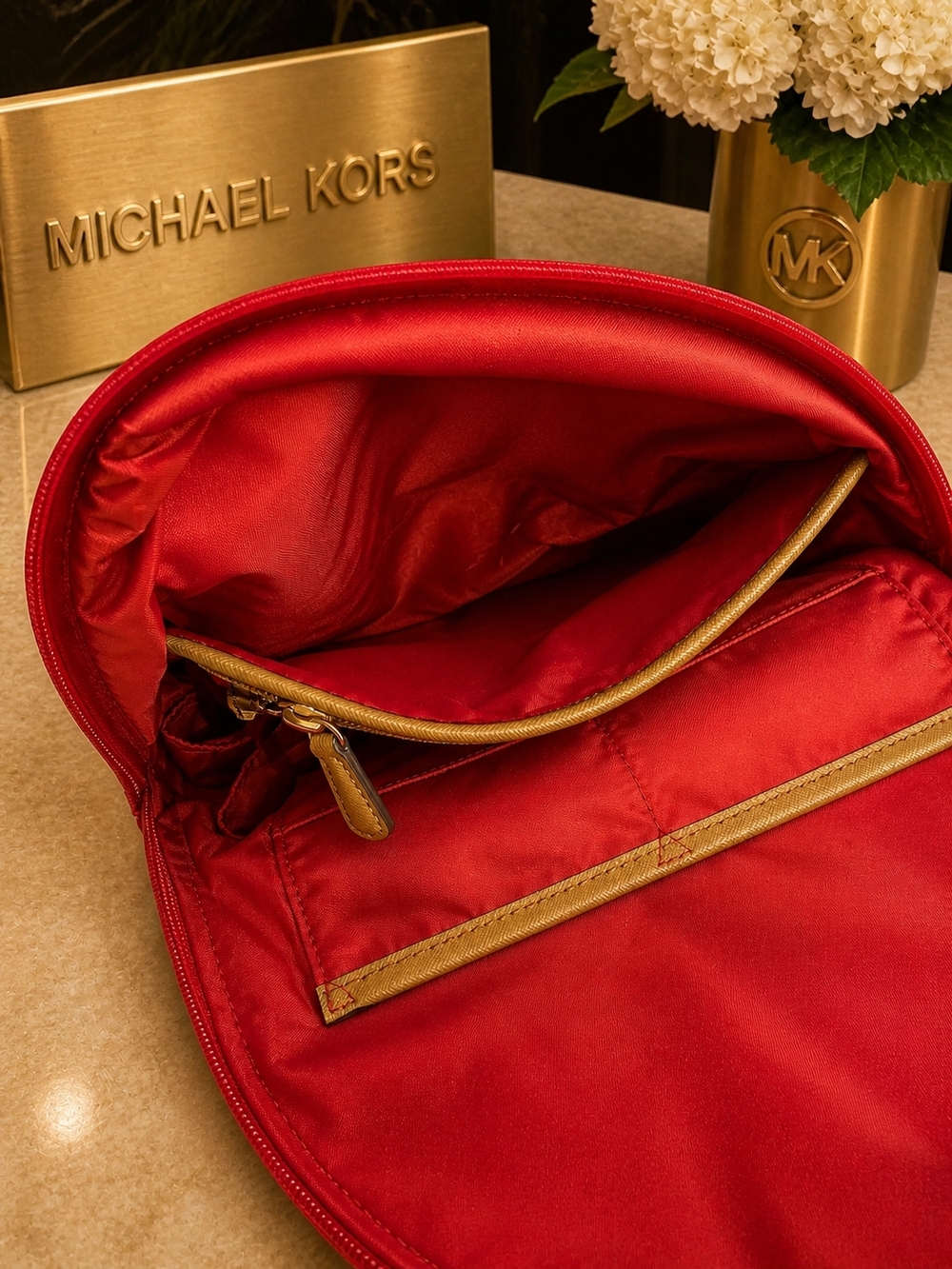 Michael Kors Red Nylon Backpack 16x16 - Picture 9 of 14